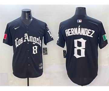 Men's Los Angeles Dodgers #8 Enrique Hernandez Black Mexico 2025 LA Gothic Style With Fernando Patch Vapor Premier Limited Stitched Baseball Jersey