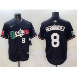 Men's Los Angeles Dodgers #8 Enrique Hernandez Black Mexico Flag Limited Stitched Baseball Jersey