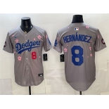 Men's Los Angeles Dodgers #8 Enrique Hernandez Grey 2025 Tokyo Series Limited Stitched Baseball Jersey