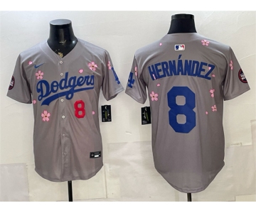 Men's Los Angeles Dodgers #8 Enrique Hernandez Grey 2025 Tokyo Series Limited Stitched Baseball Jersey