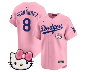 Men's Los Angeles Dodgers #8 Enrique Hernandez Pink 2025 Hello Kitty Vapor Limited Stitched Baseball Jersey
