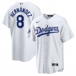 Men's Los Angeles Dodgers #8 Enrique Hernandez White 2025 World Series Champions Stitched Baseball Jersey Men's Los Angeles Dodgers #8 Enrique Hernandez White 2025 World Series Champions Stitched Baseball Jersey