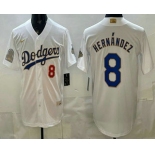 Men's Los Angeles Dodgers #8 Enrique Hernandez White Gold World Series Champions Collection Limited Jersey