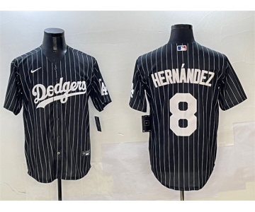 Men's Los Angeles Dodgers #8 Enrique Hernández Black Cool Base Stitched Baseball Jersey