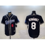 Men's Los Angeles Dodgers #8 Enrique Hernández Black Cool Base Stitched Baseball Jerseys