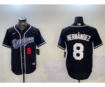 Men's Los Angeles Dodgers #8 Enrique Hernández Black Cool Base Stitched Baseball Jerseys