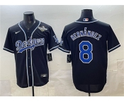 Men's Los Angeles Dodgers #8 Enrique Hernández Black Fashion 2025 World Series Cool Base Stitched Baseball Jersey