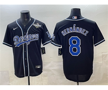 Men's Los Angeles Dodgers #8 Enrique Hernández Black Fashion 2025 World Series Cool Base Stitched Baseball Jersey