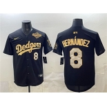 Men's Los Angeles Dodgers #8 Enrique Hernández Black Gold 2025 World Series Limited Stitched Baseball Jersey Men's Los Angeles Dodgers #8 Enrique Hernández Black Gold 2025 World Series Limited Stitched Baseball Jersey