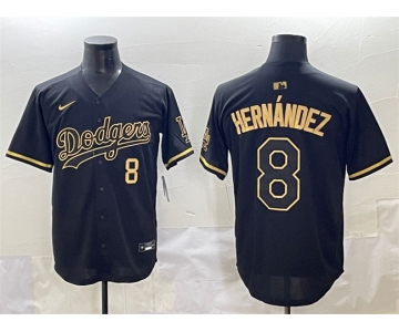 Men's Los Angeles Dodgers #8 Enrique Hernández Black Gold Limited Stitched Jersey