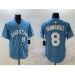 Men's Los Angeles Dodgers #8 Enrique Hernández Light Blue Limited Stitched Baseball Jersey