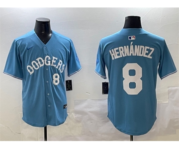 Men's Los Angeles Dodgers #8 Enrique Hernández Light Blue Limited Stitched Baseball Jersey