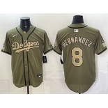 Men's Los Angeles Dodgers #8 Enrique Hernández Olive 2026 Armed Forces Day Stitched Baseball Jersey