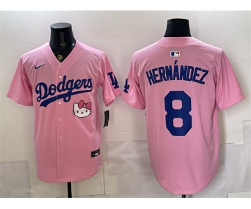 Men's Los Angeles Dodgers #8 Enrique Hernández Pink 2025 Hello Kitty Vapor Limited Stitched Baseball Jersey