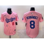 Men's Los Angeles Dodgers #8 Enrique Hernández Pink 2025 Tokyo Series Limited Stitched Baseball Jersey