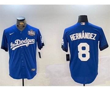 Men's Los Angeles Dodgers #8 Enrique Hernández Royal 2024 World Series City Connect Cool Base Stitched Baseball Jersey