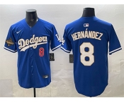 Men's Los Angeles Dodgers #8 Enrique Hernández Royal 2025 World Series Champions Patch Limited Stitched Baseball Jersey