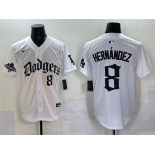 Men's Los Angeles Dodgers #8 Enrique Hernández White 2025 LA Gothic Style With 2024 World Series Champions Patch Vapor Premier Limited Stitched Baseball Je
