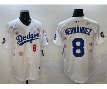 Men's Los Angeles Dodgers #8 Enrique Hernández White 2025 Tokyo Series Limited Stitched Baseball Jersey