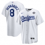 Men's Los Angeles Dodgers #8 Enrique Hernández White 2025 World Series Home Cool Base Stitched Baseball Jersey Men's Los Angeles Dodgers #8 Enrique Hernández White 2025 World Series Home Cool Base Stitched Baseball Jersey