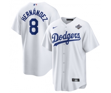 Men's Los Angeles Dodgers #8 Enrique Hernández White 2025 World Series Home Cool Base Stitched Baseball Jersey