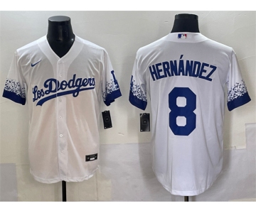 Men's Los Angeles Dodgers #8 Enrique Hernández White City Connect Cool Base Stitched Jersey