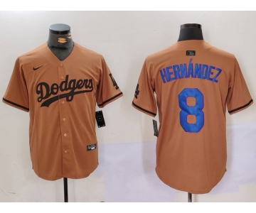 Men's Los Angeles Dodgers #8 Kike Hernandez Olive Cool Base Limited Stitched Jersey