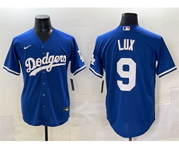 Men's Los Angeles Dodgers #9 Gavin Lux Blue Cool Base Stitched Baseball Jersey