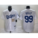 Men's Los Angeles Dodgers #99 Joe Kelly Number White Stitched Cool Base Nike Jersey