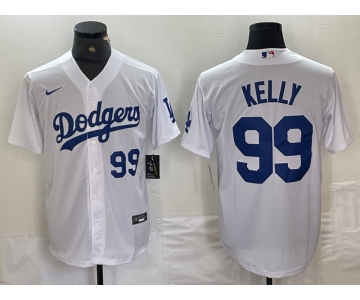 Mens Los Angeles Dodgers #99 Joe Kelly Number White Stitched Cool Base Nike Jersey