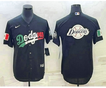 Men's Los Angeles Dodgers Big Logo Mexico Black Cool Base Stitched Baseball Jersey9
