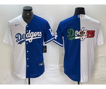 Men's Los Angeles Dodgers Big Logo White Blue Two Tone Stitched Baseball Jerseys