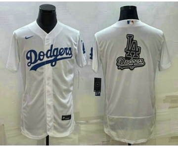 Men's Los Angeles Dodgers Big Logo White Flex Base Stitched Baseball Jersey