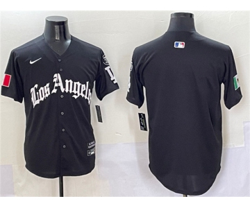 Men's Los Angeles Dodgers Blank Black Mexico 2025 LA Gothic Style With Fernando Patch Vapor Premier Limited Stitched Baseball Jersey