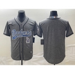Men's Los Angeles Dodgers Blank Grey Gridiron Cool Base Stitched Baseball Jersey