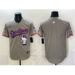Men's Los Angeles Dodgers Blank Grey Hello Kitty Night 2025 World Series Champions Patch Stitched Baseball Jersey