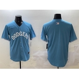 Men's Los Angeles Dodgers Blank Light Blue Limited Stitched Baseball Jersey