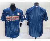 Men's Los Angeles Dodgers Blank Navy Blue Pinstripe Mexico Cool Base Nike Jersey