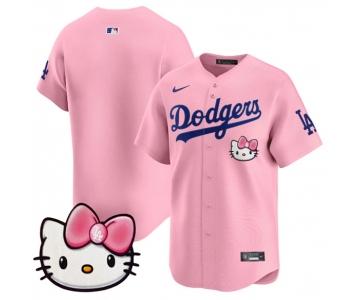 Men's Los Angeles Dodgers Blank Pink 2025 Hello Kitty Vapor Limited Stitched Baseball Jersey