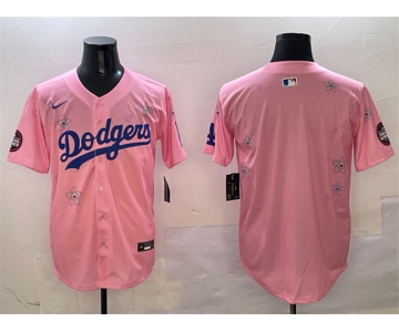 Men's Los Angeles Dodgers Blank Pink 2025 Tokyo Series Limited Stitched Baseball Jersey