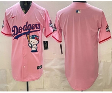 Men's Los Angeles Dodgers Blank Pink Hello Kitty 2025 World Series Champions Limited Jersey
