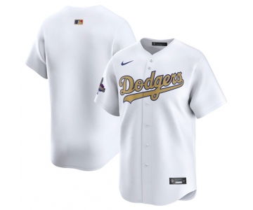 Men's Los Angeles Dodgers Blank White 2025 Gold Collection Limited Stitched Baseball Jersey