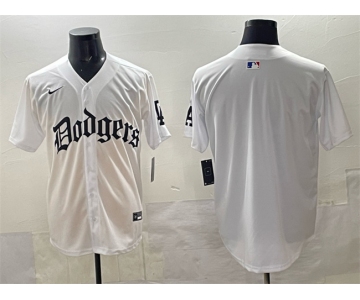 Men's Los Angeles Dodgers Blank White 2025 LA Gothic Style Vapor Premier Limited Stitched Baseball Jersey