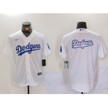 Men's Los Angeles Dodgers Blank White Cool Base Stitched Jersey1