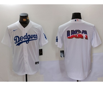 Men's Los Angeles Dodgers Blank White Cool Base Stitched Jersey
