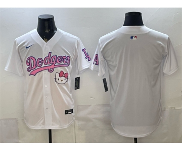 Men's Los Angeles Dodgers Blank White Hello Kitty Night Stitched Baseball Jersey
