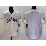 Men's Los Angeles Dodgers Blank White Mexico 2025 LA Gothic Style With Fernando Patch Vapor Premier Limited Stitched Baseball Jersey