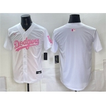 Men's Los Angeles Dodgers Blank White Pink Vapor Limited Stitched Baseball Jersey