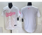 Men's Los Angeles Dodgers Blank White Pink Vapor Limited Stitched Baseball Jersey Men's Los Angeles Dodgers Blank White Pink Vapor Limited Stitched Baseball Jersey