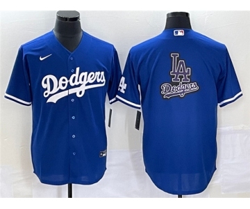 Men's Los Angeles Dodgers Blue Team Big Logo Cool Base Stitched Baseball Jersey 1